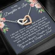 To My Daughter-In-Law Joined Hearts Necklace, Gift For Daughter Necklace for Women, Adults Size