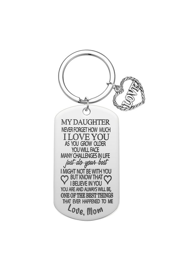 To My Daughter Key Chains From Mom I Love You Forever Inspirational Gift Heart Keychain Stainless Steel Pendant Keyring