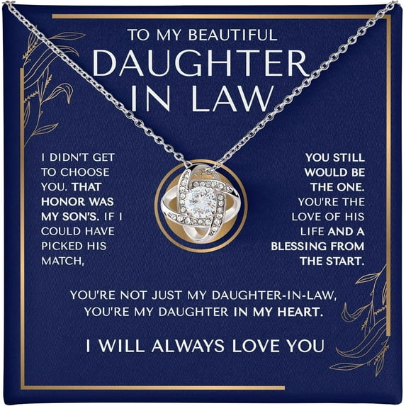 To My Daughter in Law Necklace from Mother and Father in Law, Daughter in Law Birthday Gifts, Unique Jewelry for Beloved Future Daughter-in-Laws on Wedding and Mothers Day, Presents from Mom & Dad