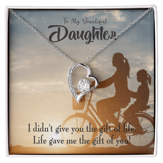 To My Daughter Life Gave Me You From Mom Forever Necklace w Message Card