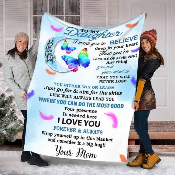 To My Daughter Life Will Always Lead You Fleece Blanket Family,Birthday,Daughter,Butterflies Lover Gift, 30x40in Fleece Blanket