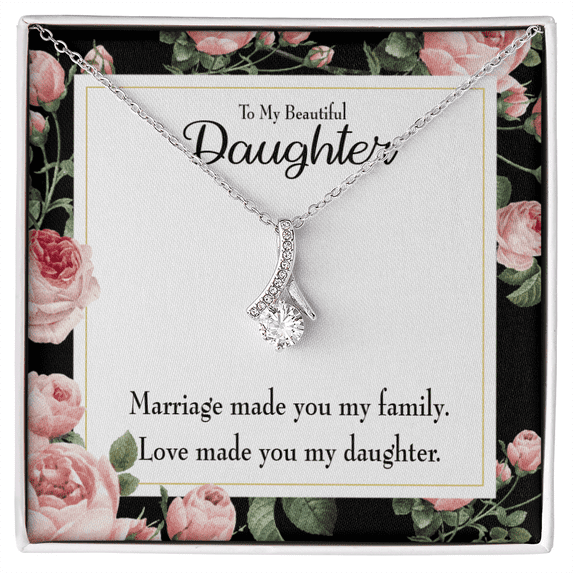 To My Daughter Love Made You My Daughter Alluring Ribbon Necklace Message Card