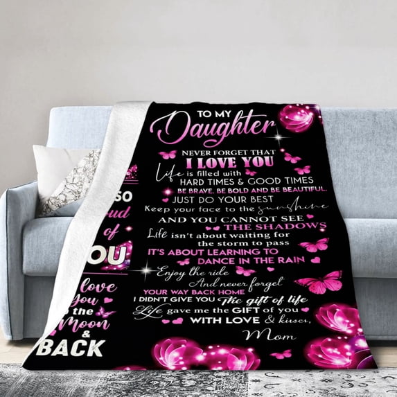 To My Daughter Love You Flannel Throw Blankets for Couch Bed 60"x50"