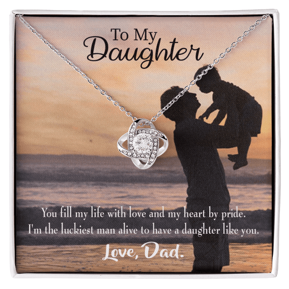 To My Daughter Luckiest Dad Infinity Knot Necklace Message Card
