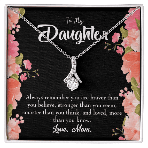 To My Daughter Mom Daughter Always Alluring Ribbon Necklace Message Card