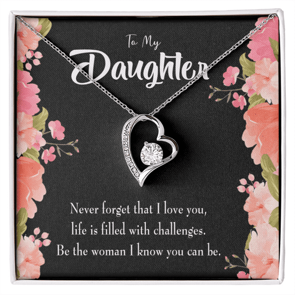To My Daughter Never Forget That I Love You Forever Necklace w Message Card