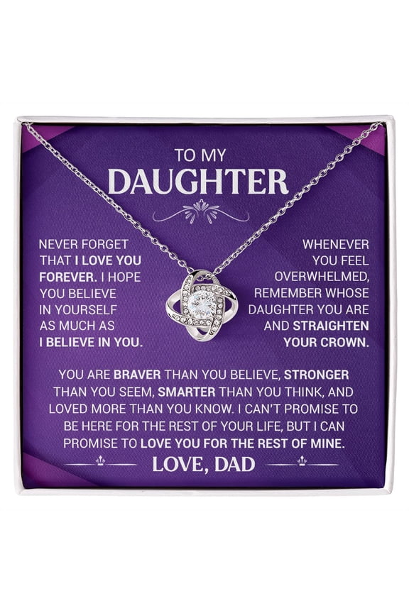 To My Daughter, Straighten Your Crown, Love Knot Necklace, White Love Knot Necklace