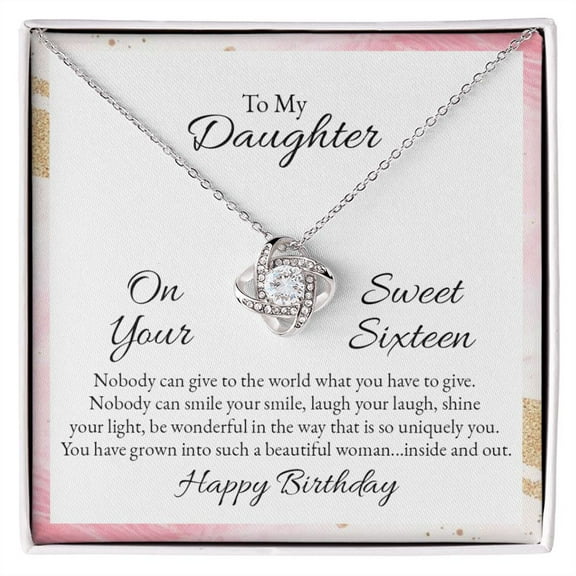 To My Daughter, Sweet Sixteen Love Knot Necklace | To Daughter