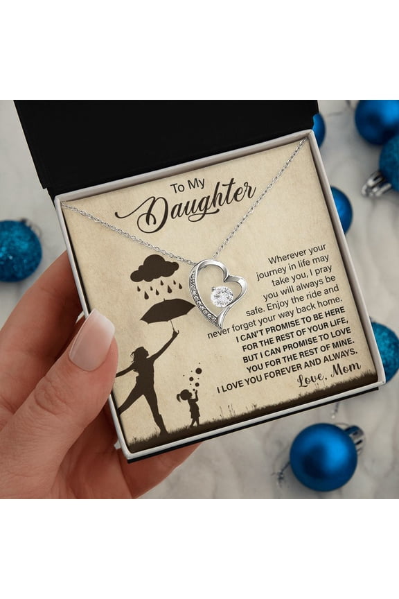 To My Daughter Way Back Home Forever Love Necklace Gift from Mom, Gold Forever Love Necklace