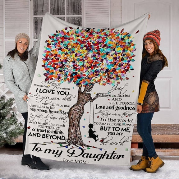 To My Daughter You Are The World Fleece Blanket Family Love From Mom Home Decor Bedding Couch Sofa Soft, 50x60in Fleece Blanket