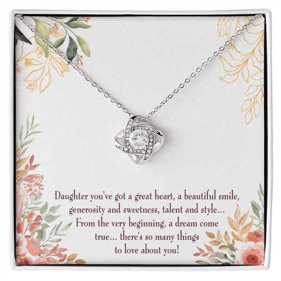 To My Daughter You've Got a Great Heart Infinity Knot Necklace Message Card