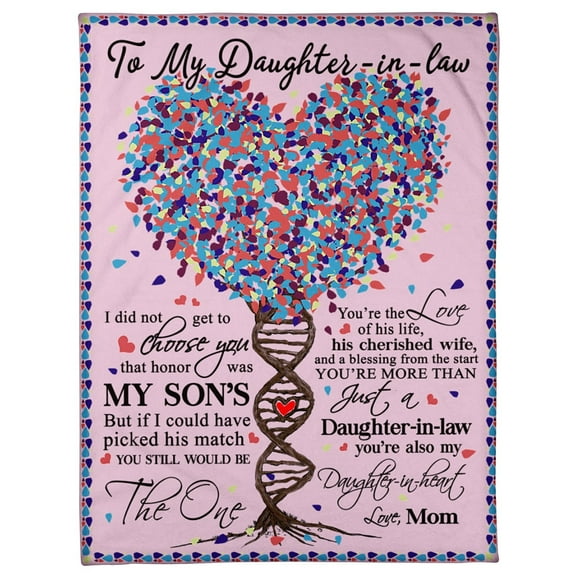 To My Daughter-in-law I Did Not Get To Choose You DNA Tree Blanket Daughter-in-law From Mom Birthday Gift, 60x80in Fleece Blanket
