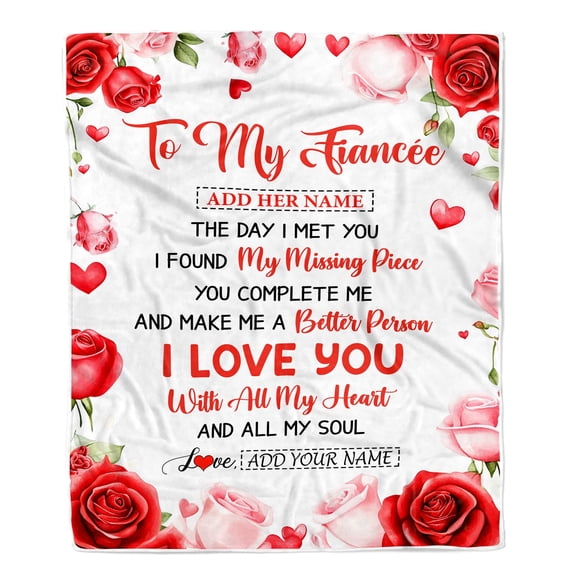 To My Fiancée Blanket The Day I Met You Fiancée Anniversary Romantic For Women Valentines Birthday Fleece Blanket, 50x60in Fleece Blanket