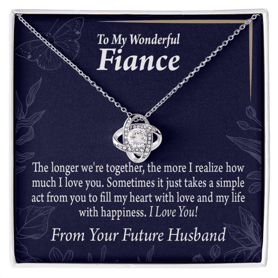 To My Fiancee Fill My Heart Infinity Knot Necklace Message Card