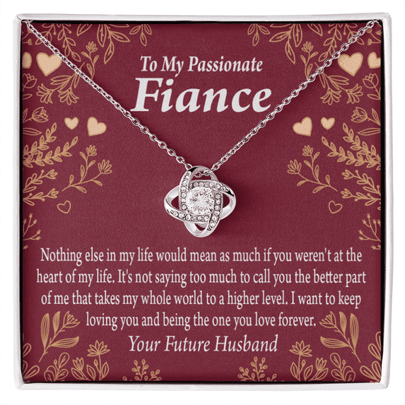 To My Fiancee I Want To Keep Loving You Infinity Knot Necklace Message Card