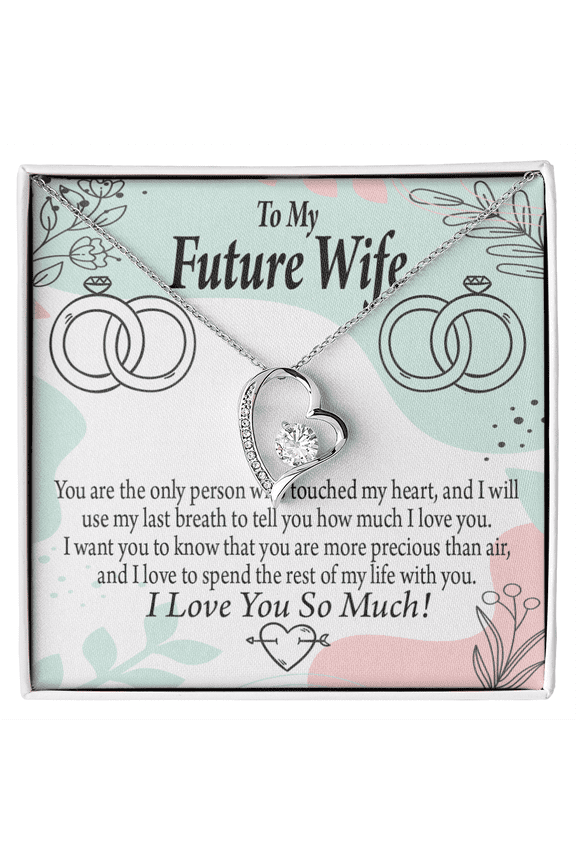 To My Fiancee Touch My Heart Forever Necklace w Message Card