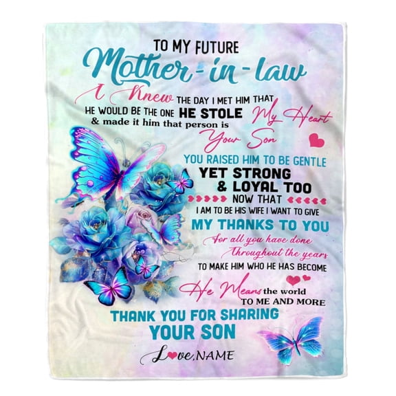 To My Future Mother In Law Blanket From Son Thank You For Sharing Daughter Mother In Law Birthday Mothers Day Fleece Blanket, 30x40in Fleece Blanket