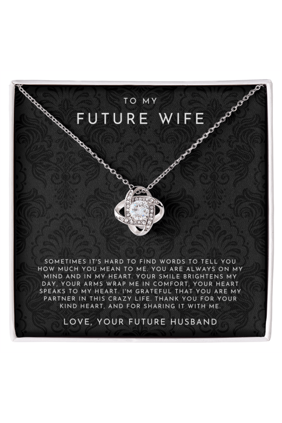 To My Future Wife Love Necklace, White Love Knot Necklace