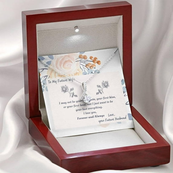 To My Future Wife Necklace - Engagement Gift for Her, Bride to Be Gift, Thoughtful Gift for Fiancee, Meaningful Message Card Inside