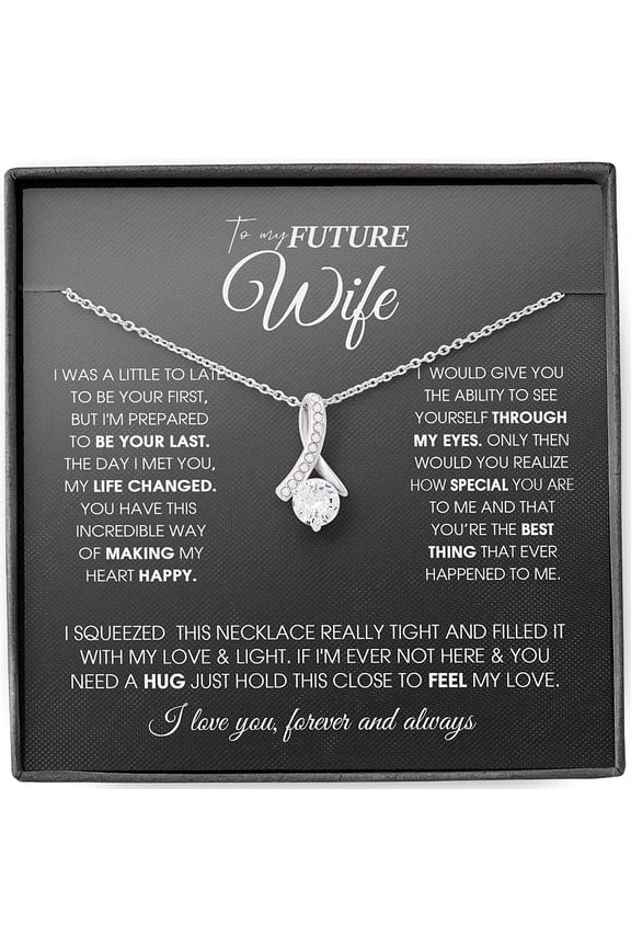 To My Future Wife Necklace Future Wife Gifts Alluring Beauty Necklace with Message Card and Gift Box Future Wife Gifts, White Alluring Necklace