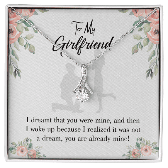 To My Girlfriend Already Mine Alluring Ribbon Necklace Message Card