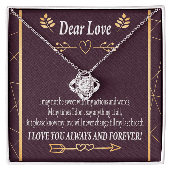 To My Girlfriend Apology to Wife Girlfriend My Love Infinity Knot Necklace Message Card