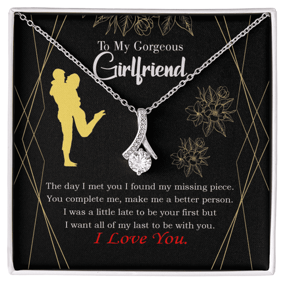 To My Girlfriend Better Person Alluring Ribbon Necklace Message Card