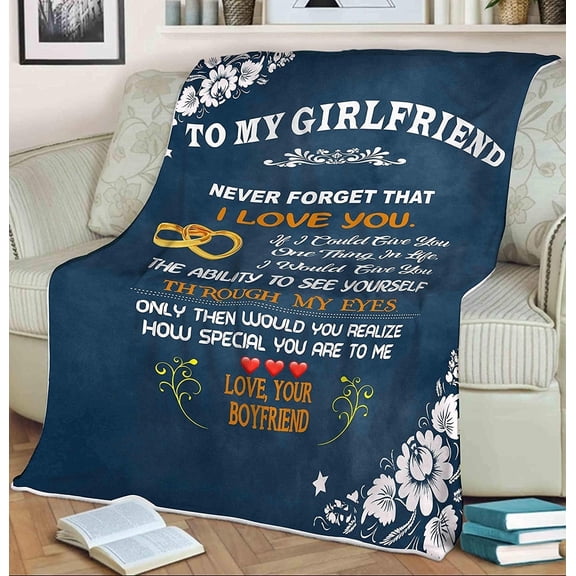 To My Girlfriend Blanket. Fleece Blanket, Love Your Boyfriend.Girlfriend From Boyfriend Home Decor, 30x40in Fleece Blanket