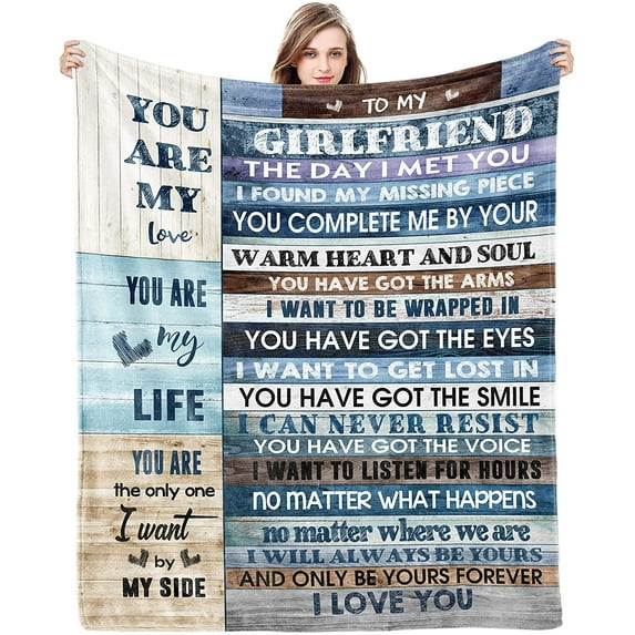 To My Girlfriend Blanket Girlfriend Gifts I Love You Blessing Sweet Sayings Quote Blankets Birthday Her Anniversary, 30x40in Fleece Blanket