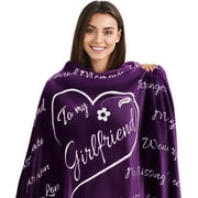 To My Girlfriend Blanket by ButterTree - Adult Gifts for Girlfriend (Purple Fleece Throw 65" x 50")