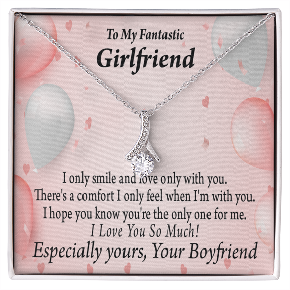 To My Girlfriend Girlfriend The Only One For Me Alluring Ribbon Necklace Message Card