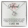 thumbnail image 1 of To My Girlfriend I Am Very Indecisive Infinity Knot Necklace Message Card, 1 of 17