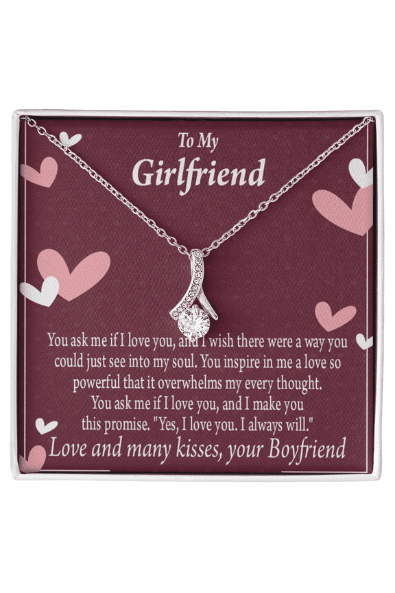 To My Girlfriend I Love You And I Always Will Alluring Ribbon Necklace Message Card
