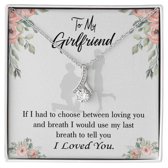 To My Girlfriend Last Breath Alluring Ribbon Necklace Message Card