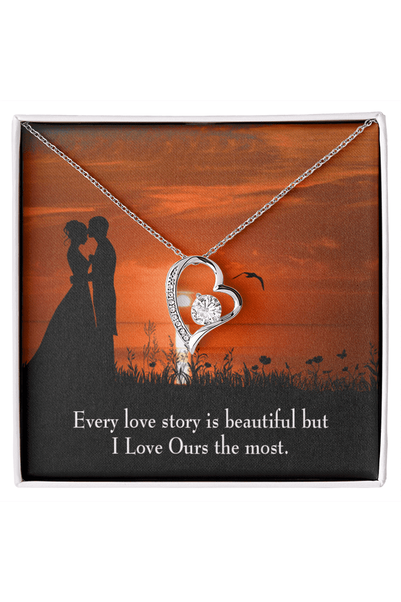 To My Girlfriend Love Our Story Forever Necklace w Message Card