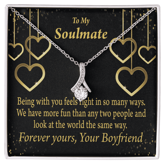 To My Girlfriend More Fun With You Alluring Ribbon Necklace Message Card
