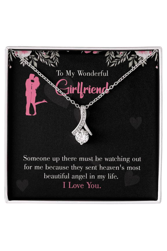 To My Girlfriend Most Beautiful Angel Alluring Ribbon Necklace Message Card