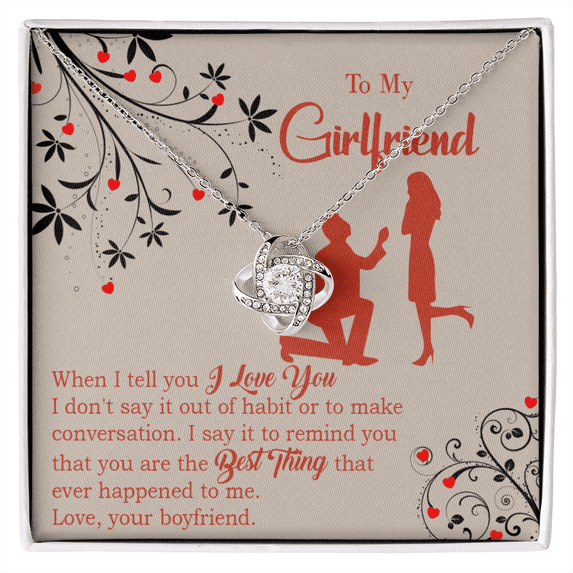To My Girlfriend Out of Habit Infinity Knot Necklace Message Card