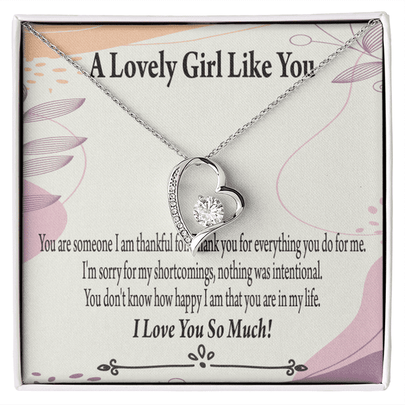 To My Girlfriend So Happy Forever Necklace w Message Card