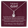 thumbnail image 1 of To My Girlfriend The Reason For First Love Story Alluring Ribbon Necklace Message Card, 1 of 20
