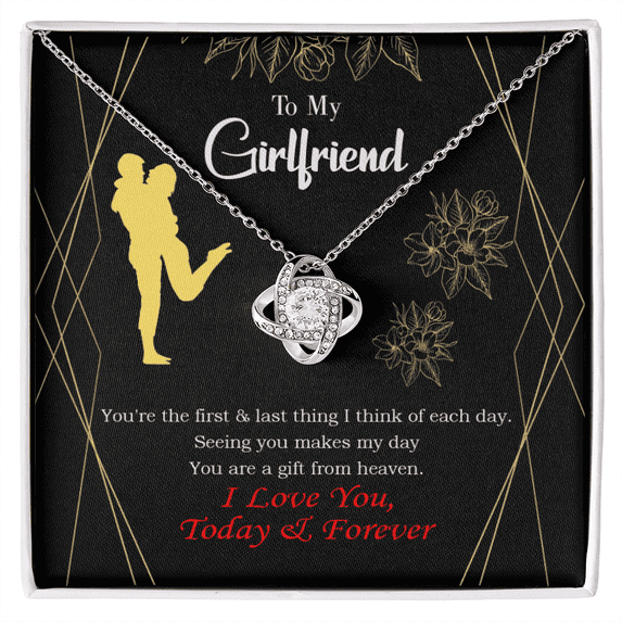 To My Girlfriend You Make my Day Infinity Knot Necklace Message Card