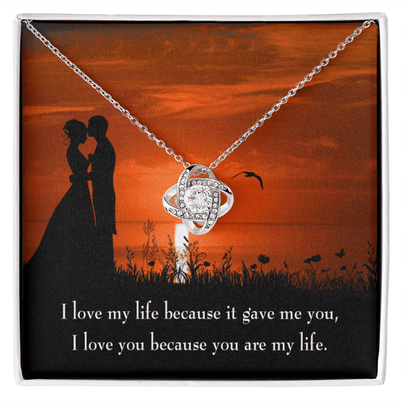 To My Girlfriend You are MY Life Infinity Knot Necklace Message Card
