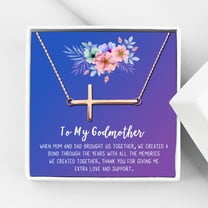 To My God Mother Mother's Day Gift, Gift for Her, Godmother's Day Gift, Godmother's Gift for Mother's Day, Godmother's Day Necklace and Card[Rose Gold Cross,Blue-Purple Gradient]