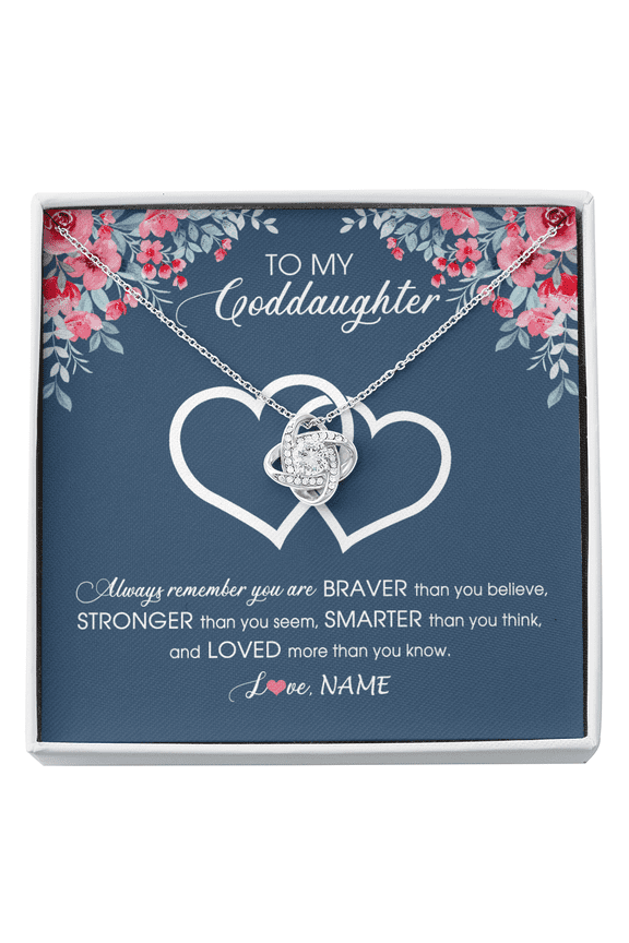 To My Goddaughter Necklace From Godmother Braver Stronger Smarter Loved Goddaughter Jewelry Birthday Graduation Christmas Customized Message Card