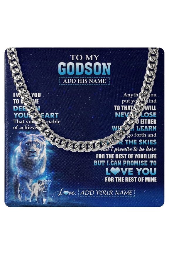 To My Godson Necklace Believe Your Heart From Godmother, Gold Cuban Link Necklace