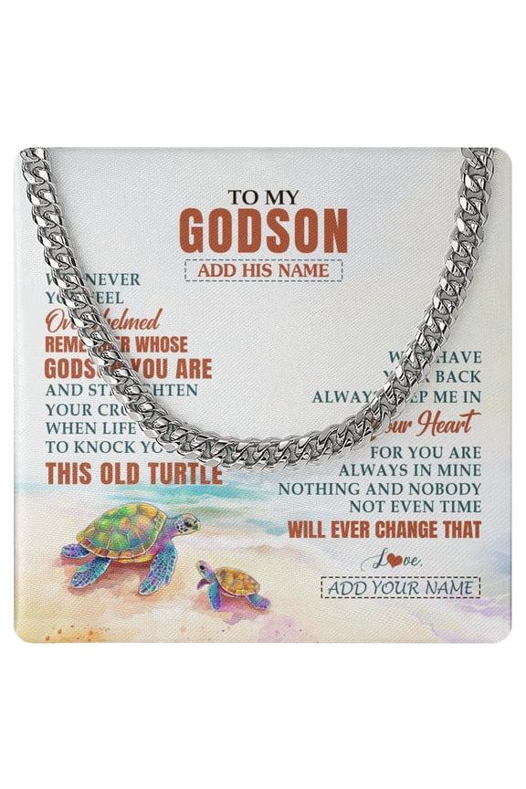 To My Godson Necklace Whenever Turtle Unique, Gold Cuban Link Necklace