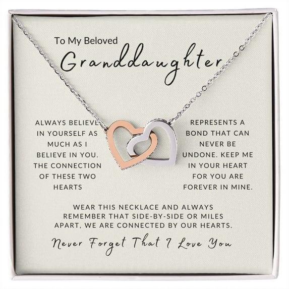 To My Granddaughter - A Bond That Cannot Be Undone Interlocking Hearts Necklace