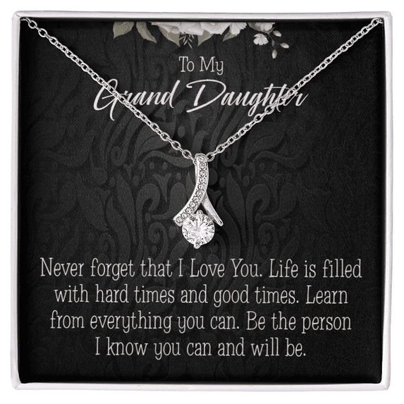 To My Granddaughter Always be Safe Alluring Ribbon Necklace Message Card