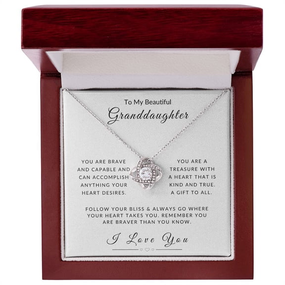 To My Granddaughter Follow Your Heart Love Knot Necklace