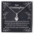 thumbnail image 1 of To My Granddaughter For Brave and Smart Granddaughter Alluring Ribbon Necklace Message Card, 1 of 20